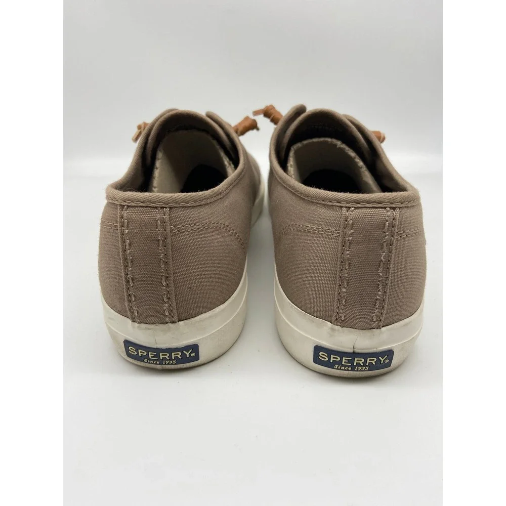 Sperry Shoes Womens Sz 11 Canvas‎ Sneakers Taupe Lace Up Comfort STS81827